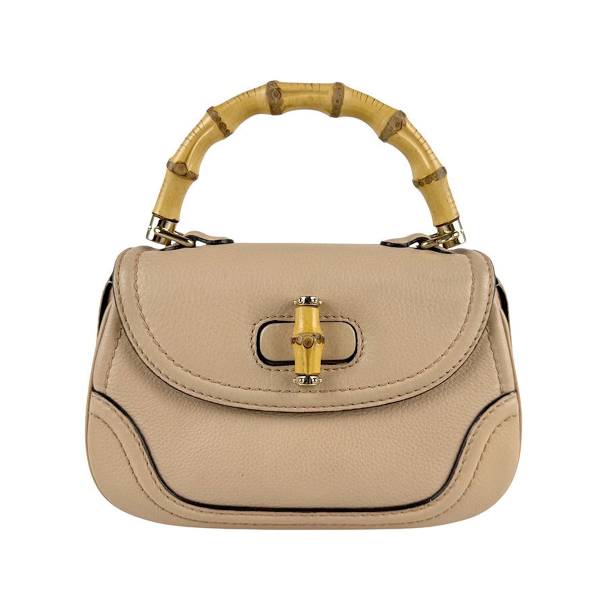 Gucci Bamboo, Beige, Leather, handbag