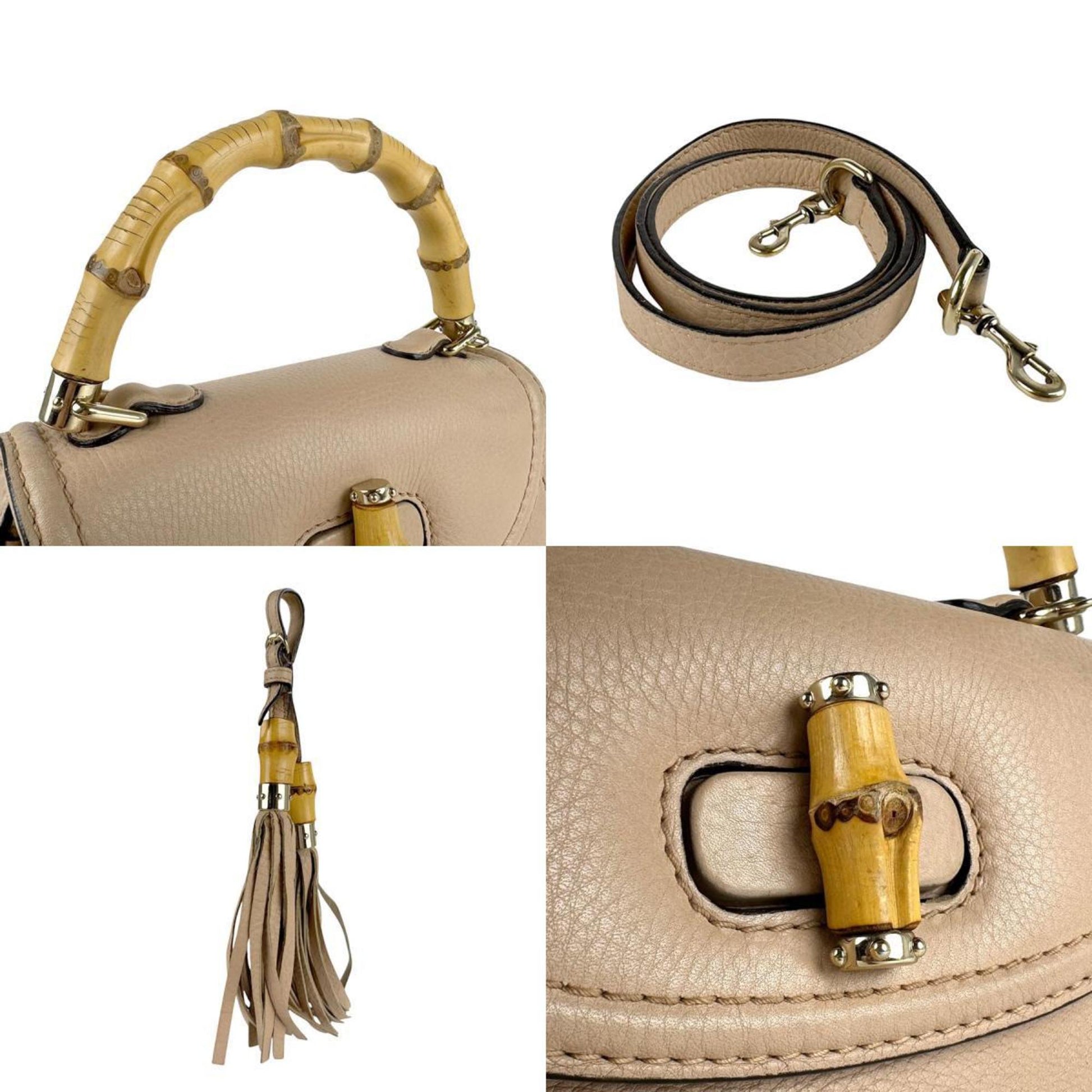 Gucci Bamboo, Beige, Leather, handbag