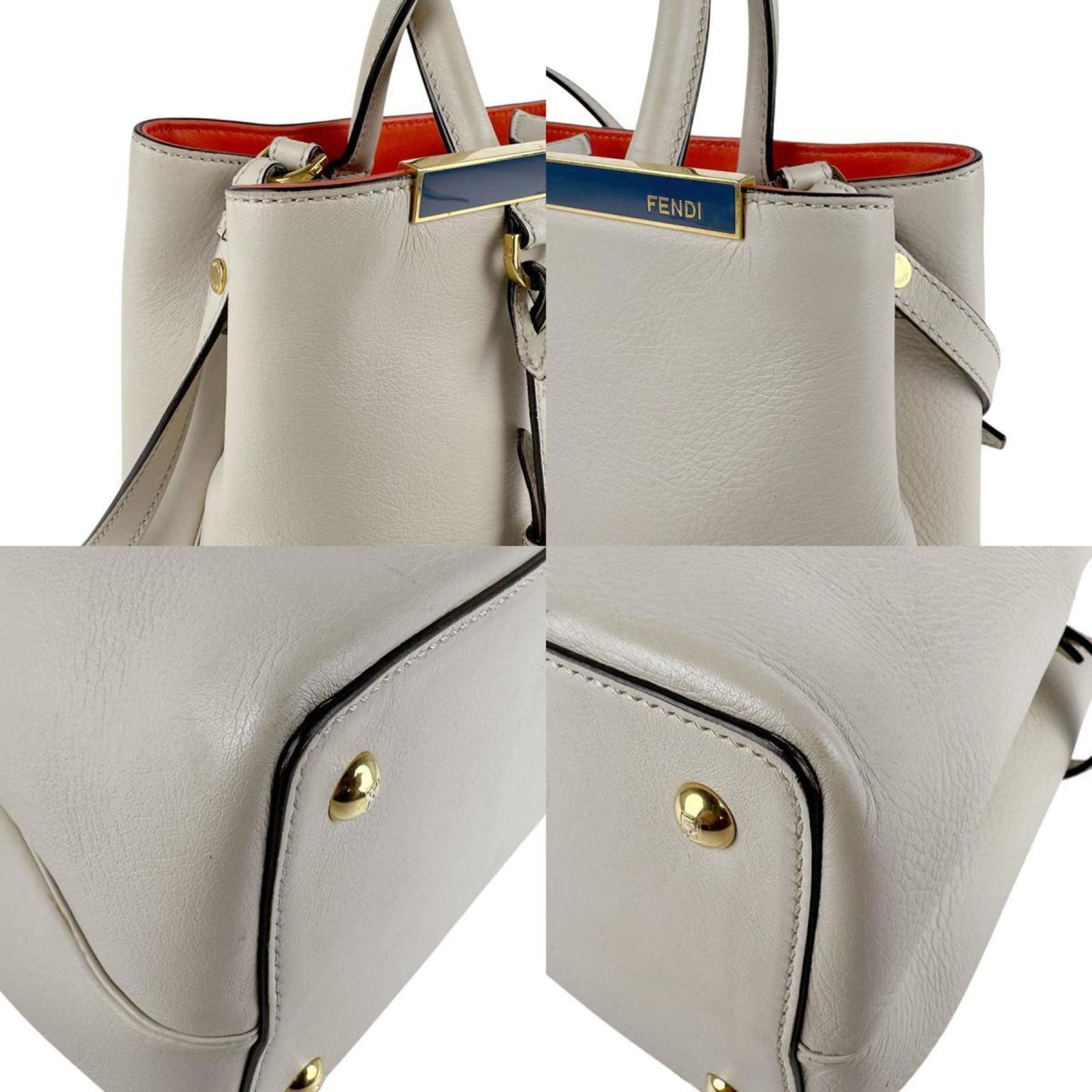 Fendi 2Jours, Grey, Leather, handbag