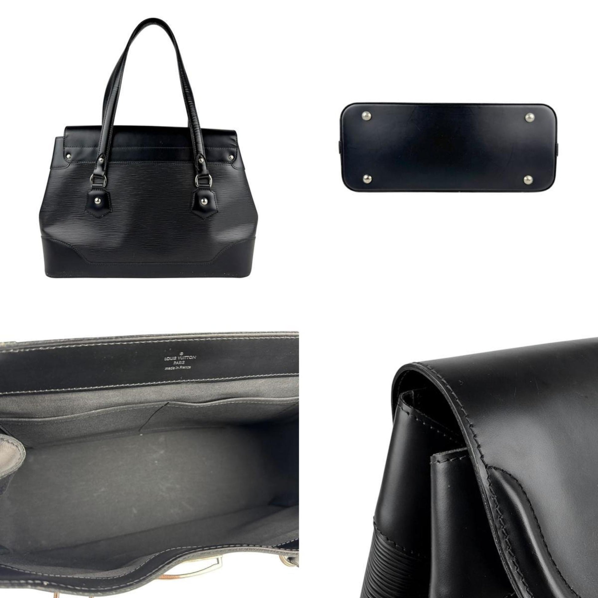 Louis Vuitton Bagatelle, Black, Leather, shoulder