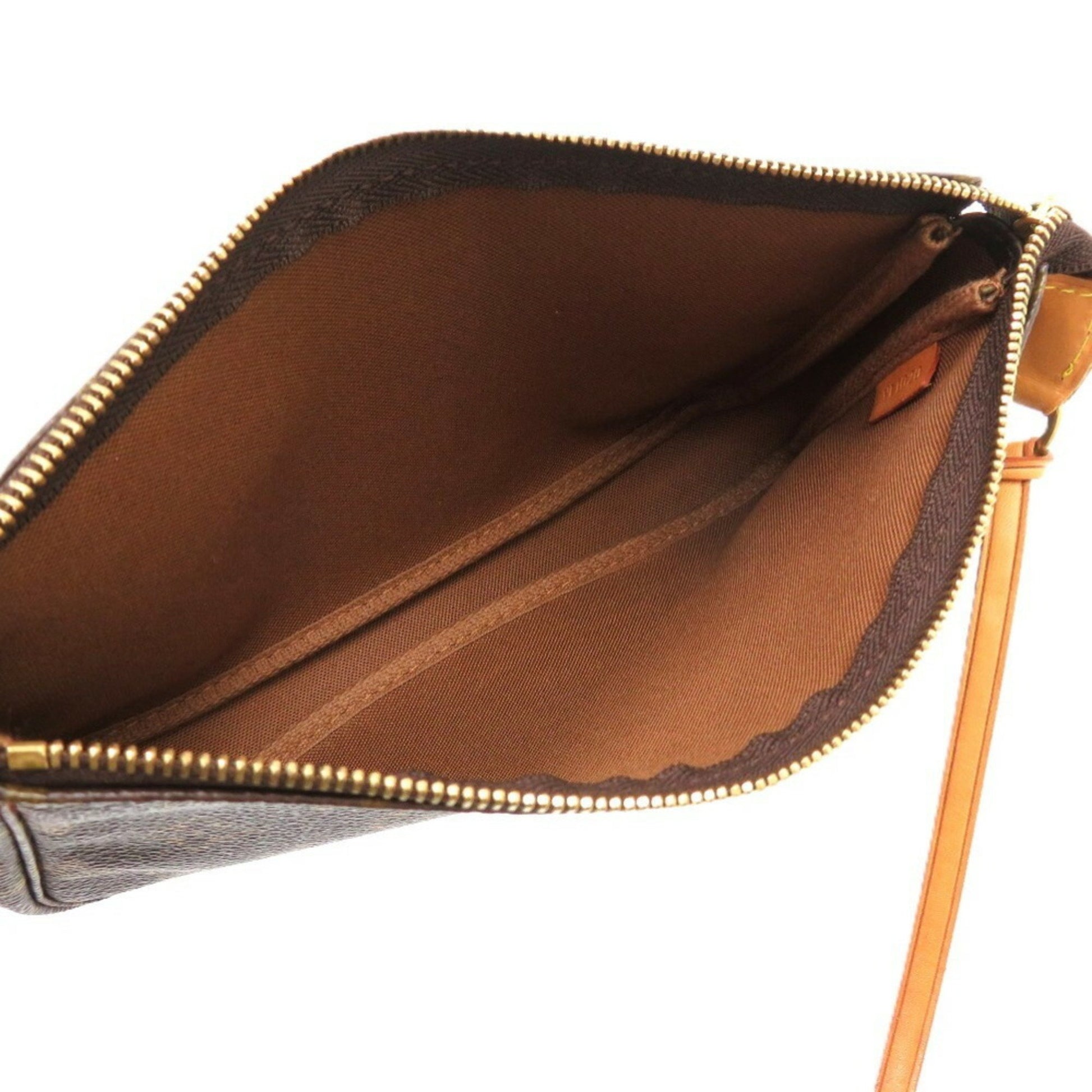 Louis Vuitton Pochette Accessoire, Brown, Canvas, clutch
