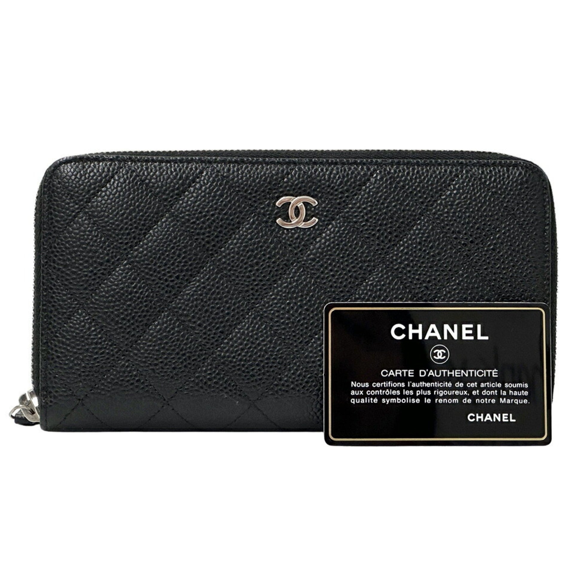 Chanel, Black, Leather, wallet