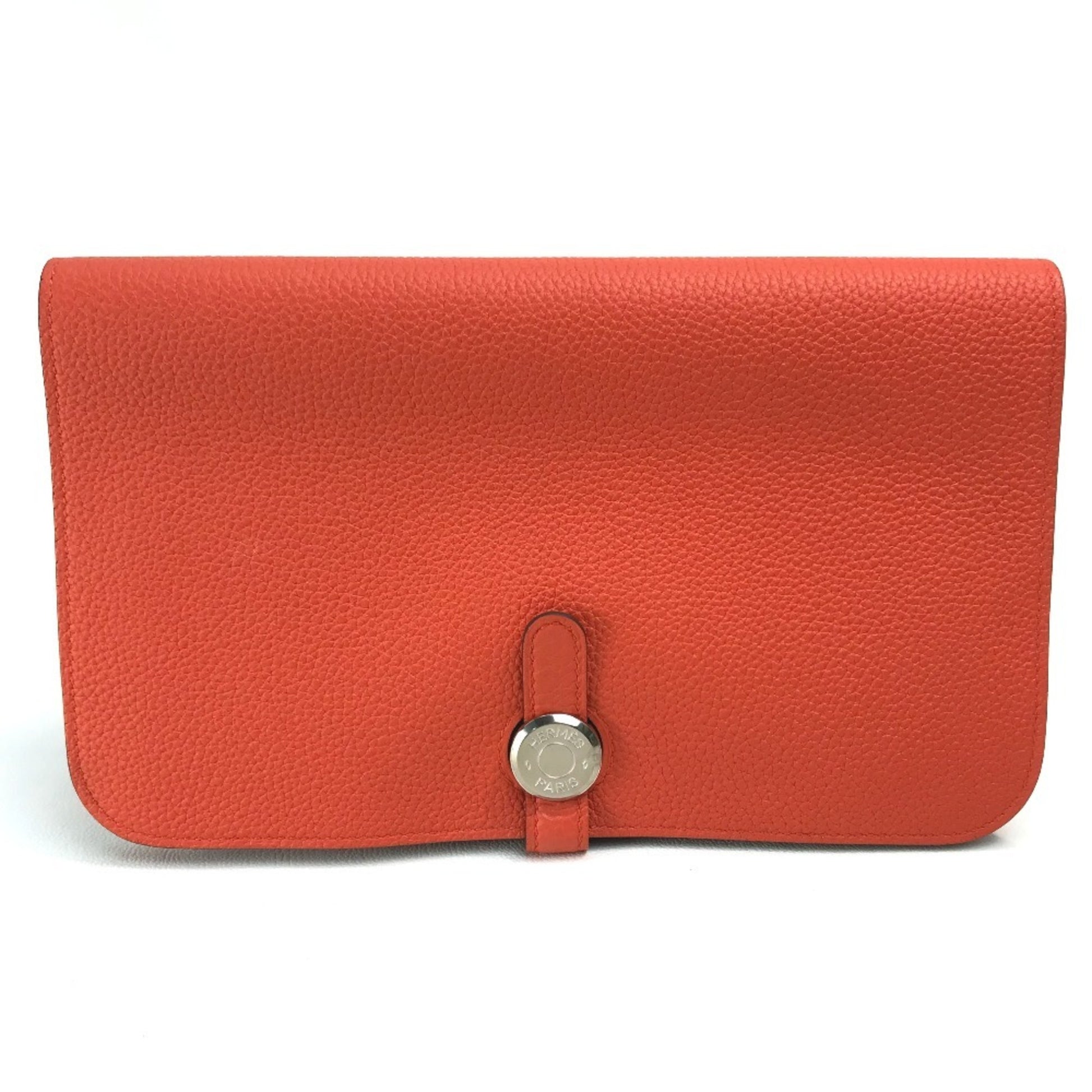 Hermès dOGON gm, Red, Leather, wallet