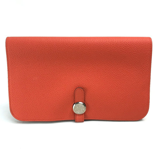 Hermès dOGON gm, Red, Leather, wallet