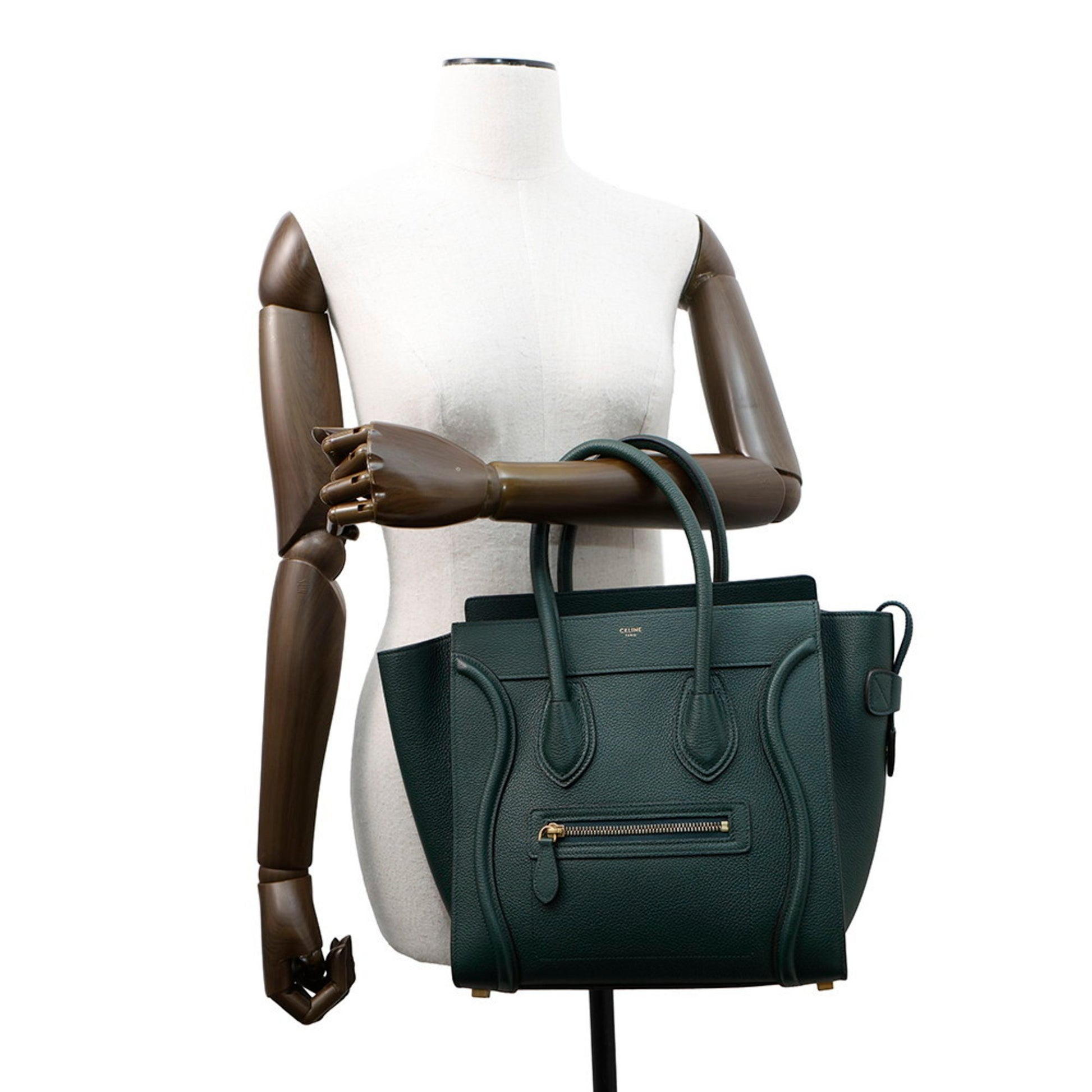 Céline Micro Luggage, Green, Leather, handbag