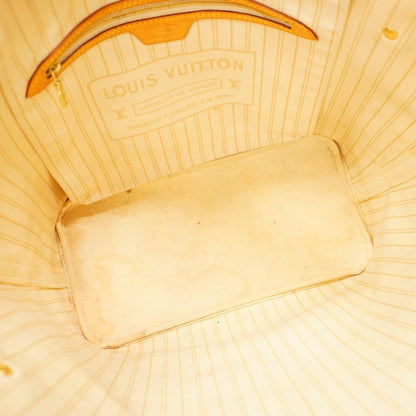 Louis Vuitton Neverfull MM, White, Canvas, tote