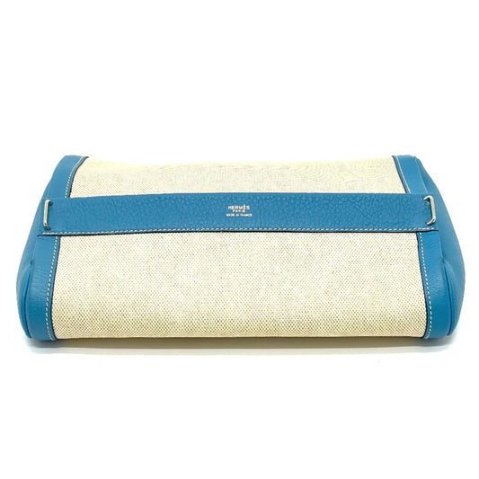 Hermès --, Beige, "CANVAS, LEATHER", clutch