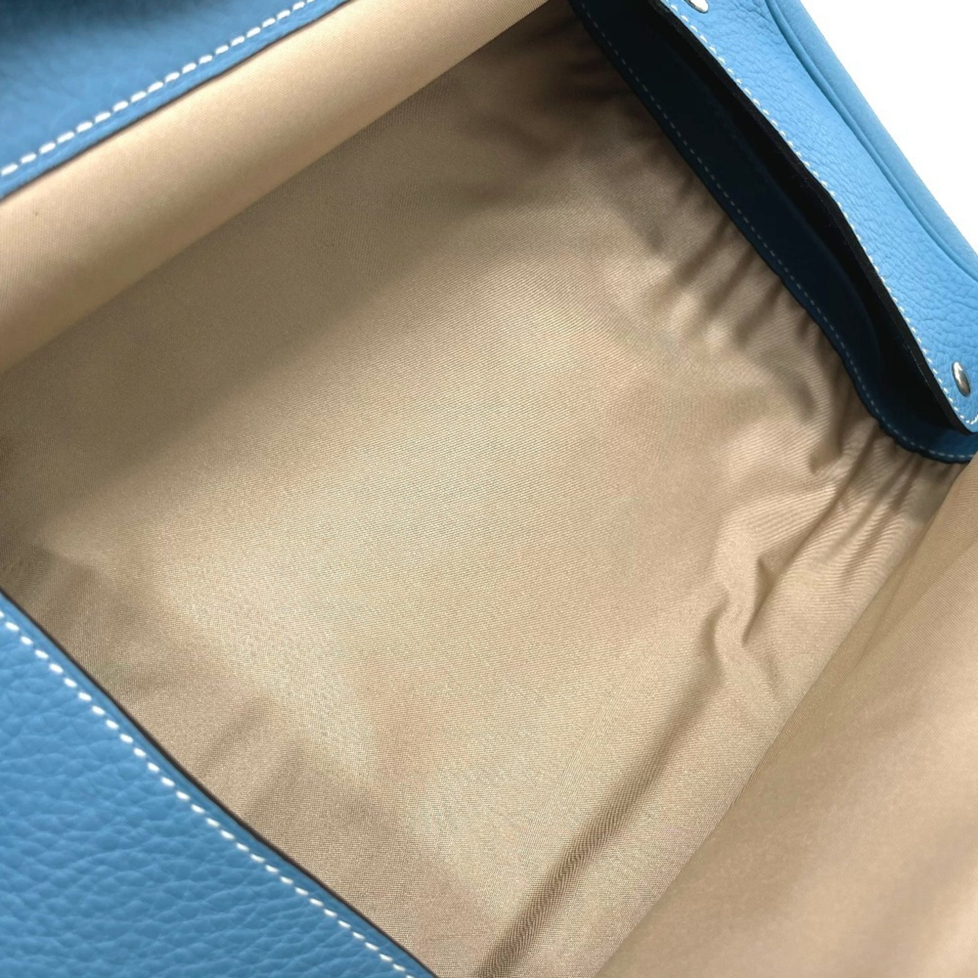 Hermès --, Beige, "CANVAS, LEATHER", clutch