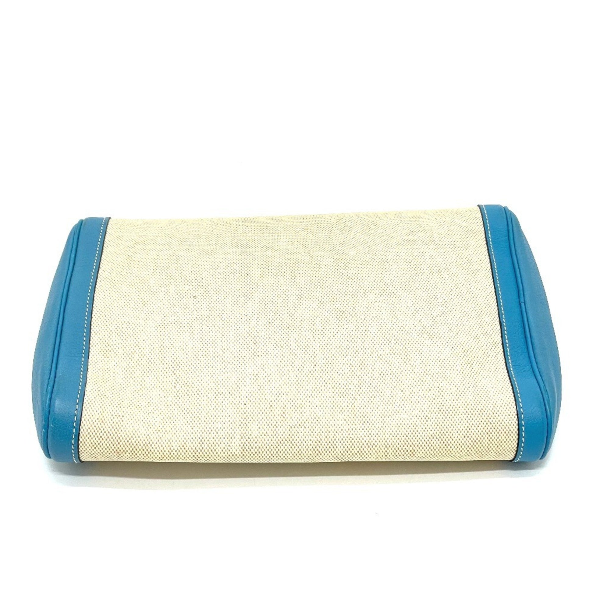 Hermès --, Beige, "CANVAS, LEATHER", clutch