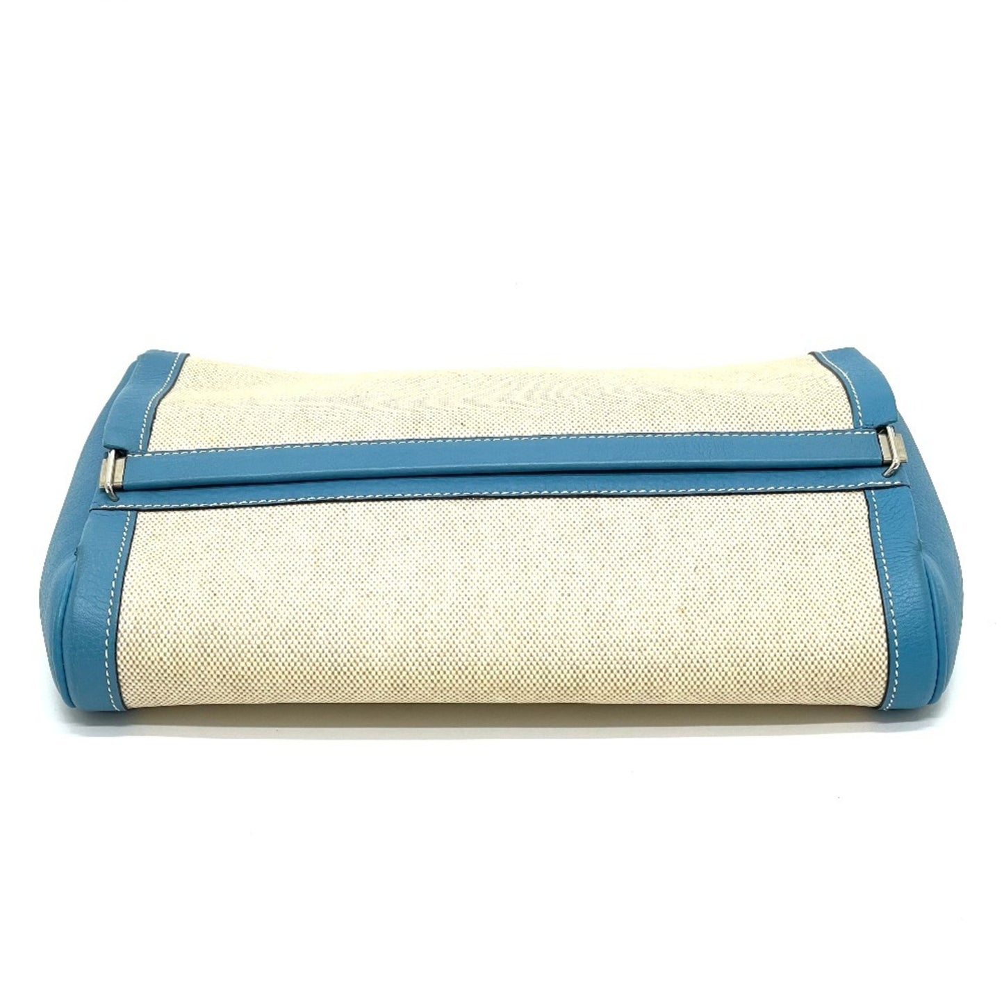 Hermès --, Beige, "CANVAS, LEATHER", clutch