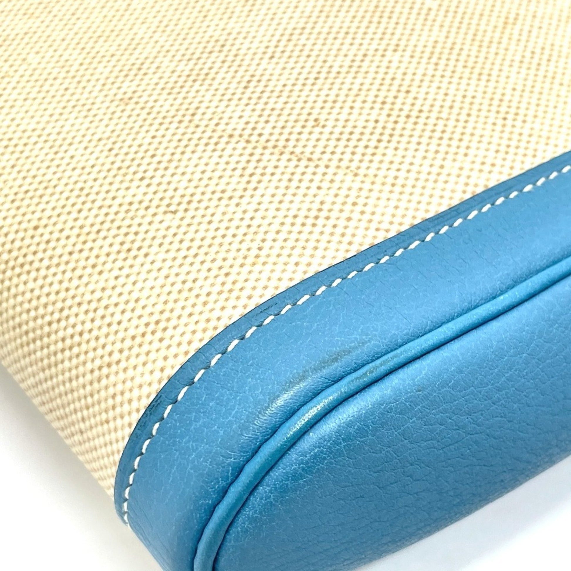 Hermès --, Beige, "CANVAS, LEATHER", clutch