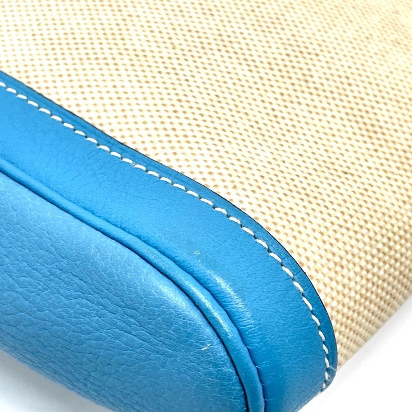 Hermès --, Beige, "CANVAS, LEATHER", clutch