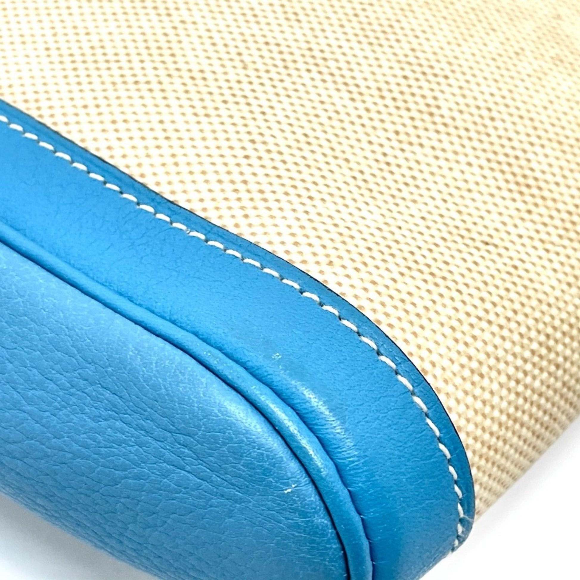 Hermès --, Beige, "CANVAS, LEATHER", clutch