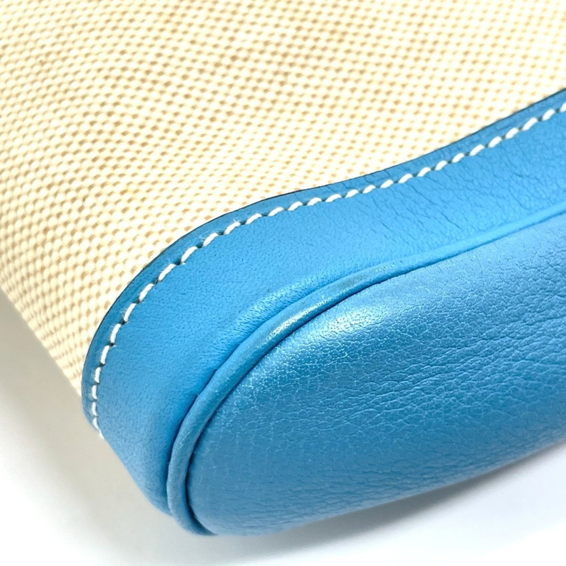 Hermès --, Beige, "CANVAS, LEATHER", clutch