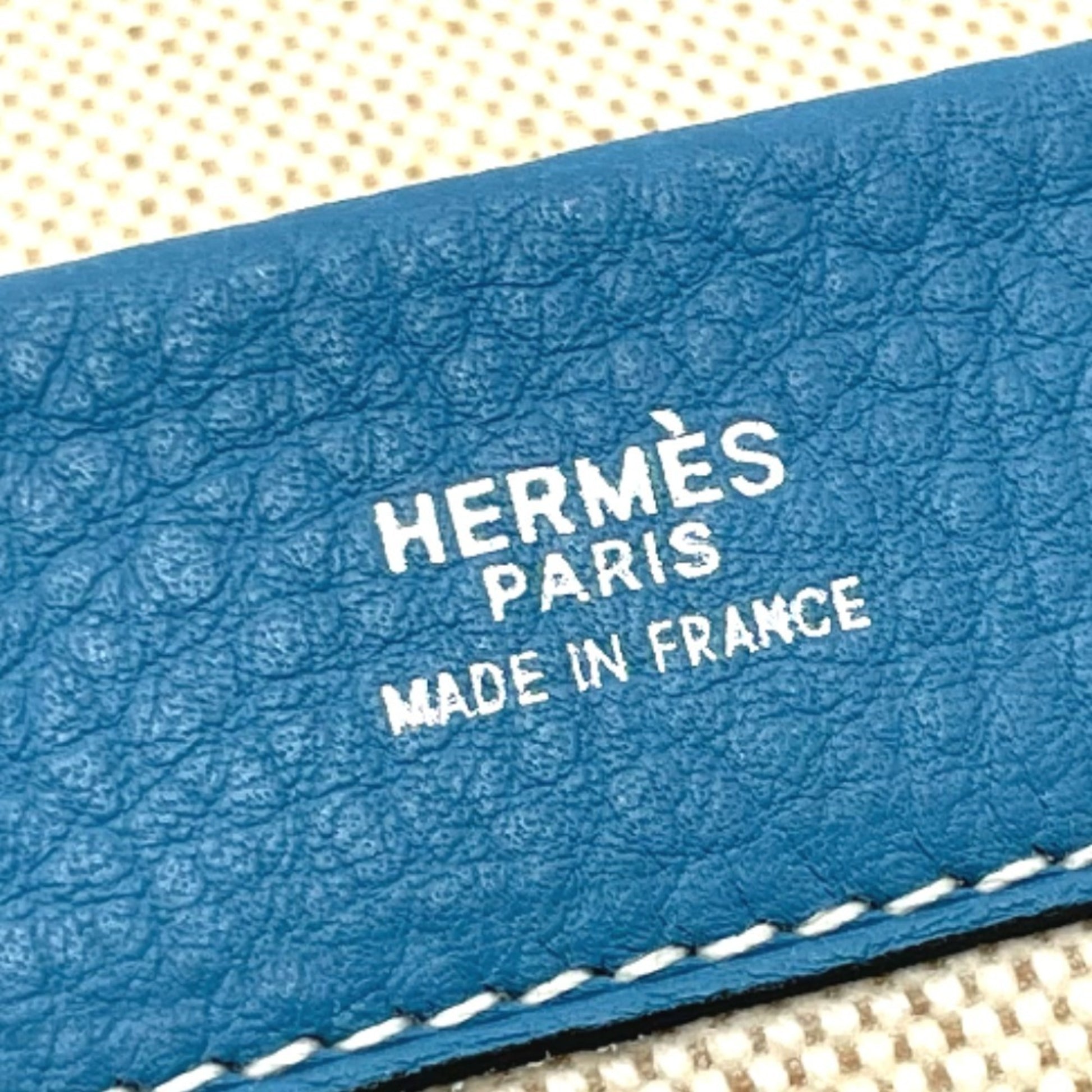 Hermès --, Beige, "CANVAS, LEATHER", clutch