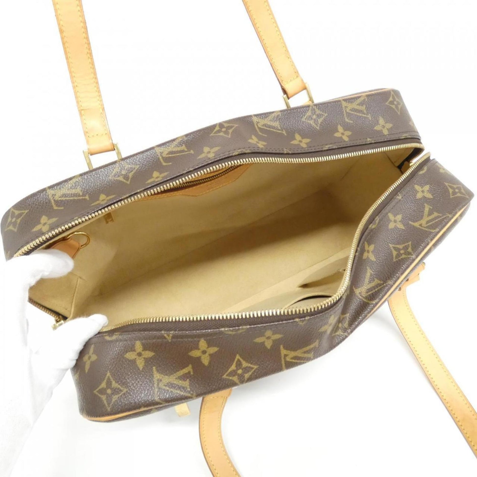Louis Vuitton Cite, Brown, Canvas, shoulder