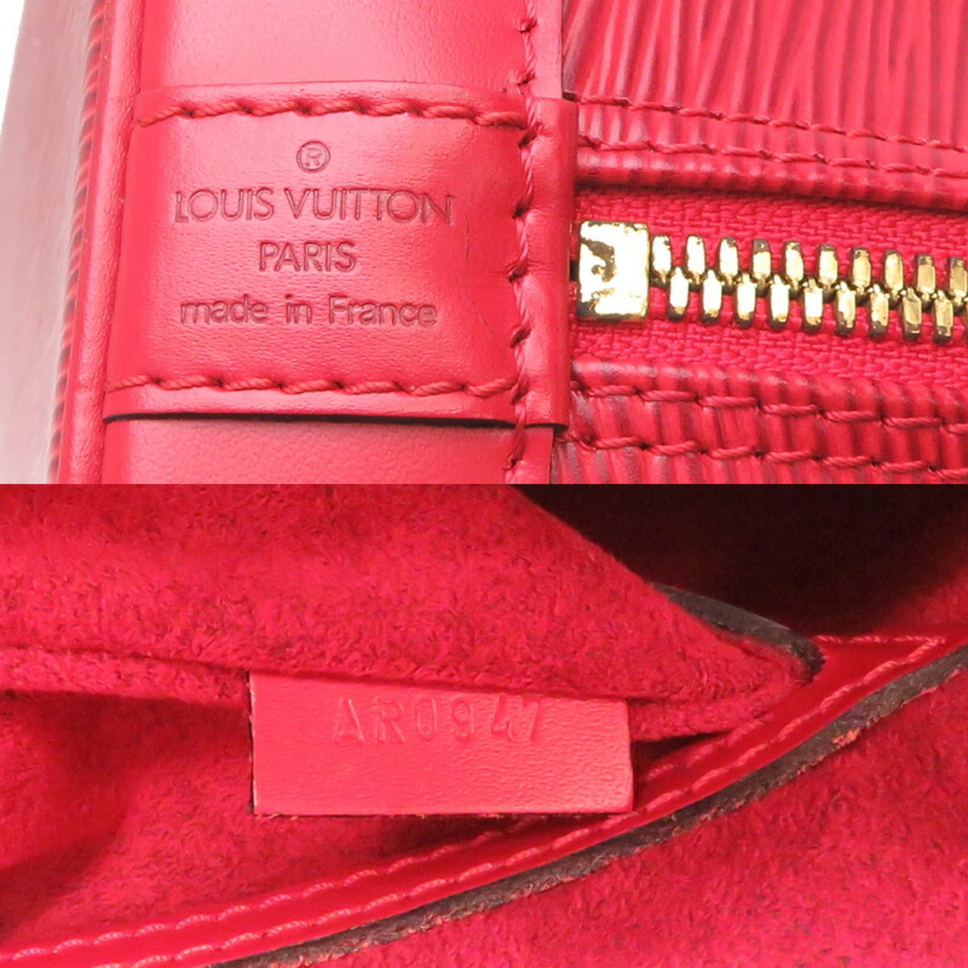 Louis Vuitton Alma, Red, Leather, handbag