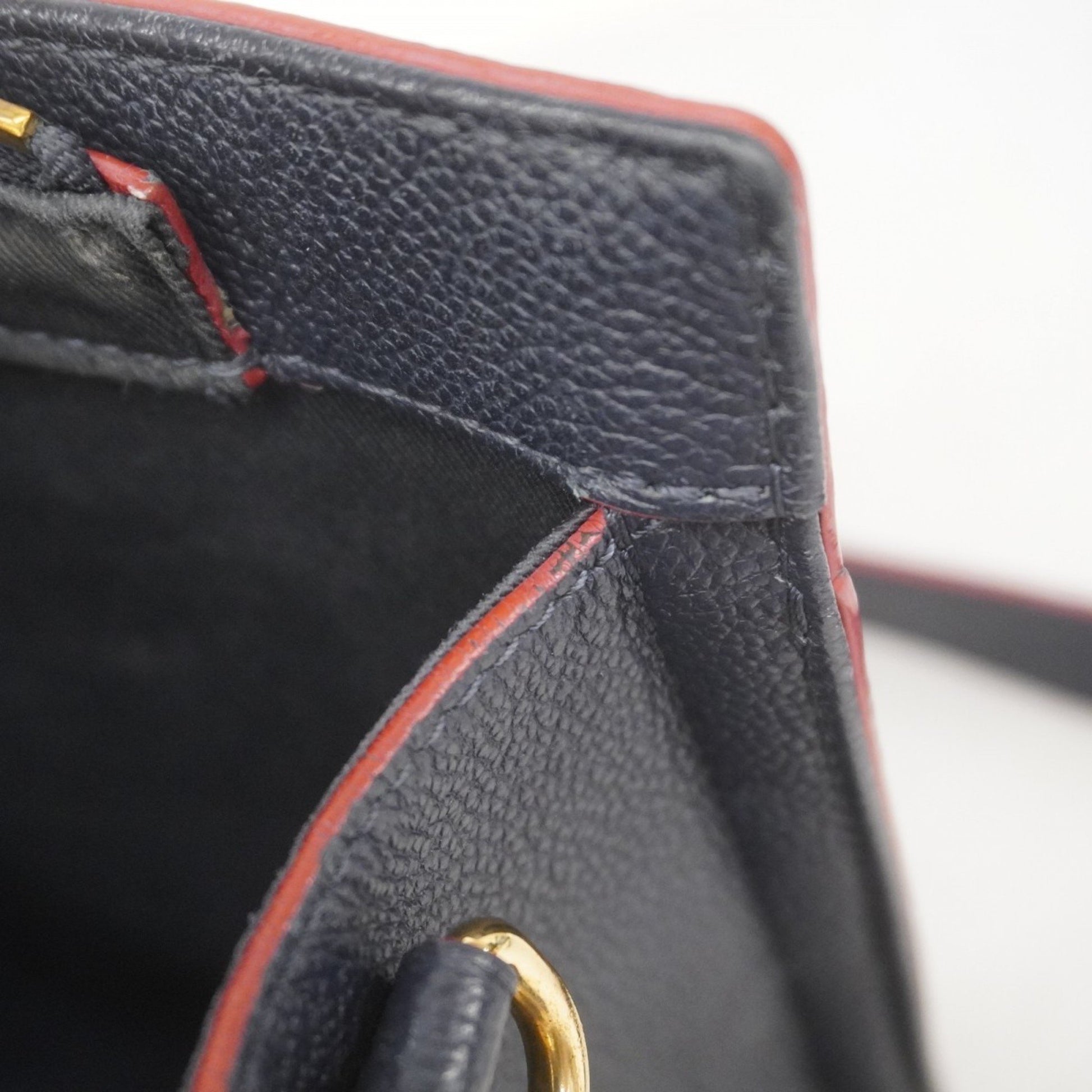 Louis Vuitton Three, Navy, Leather, handbag