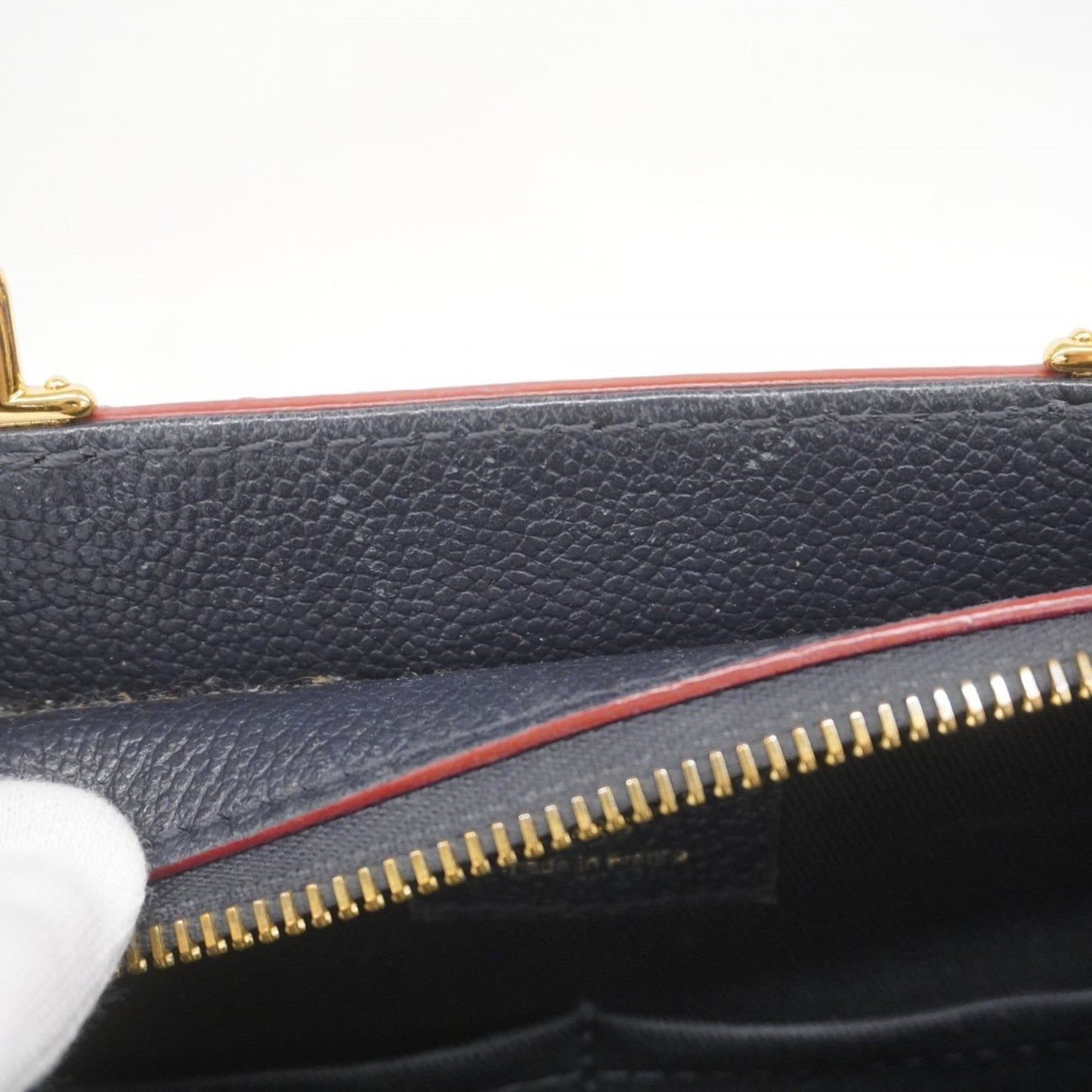 Louis Vuitton Three, Navy, Leather, handbag