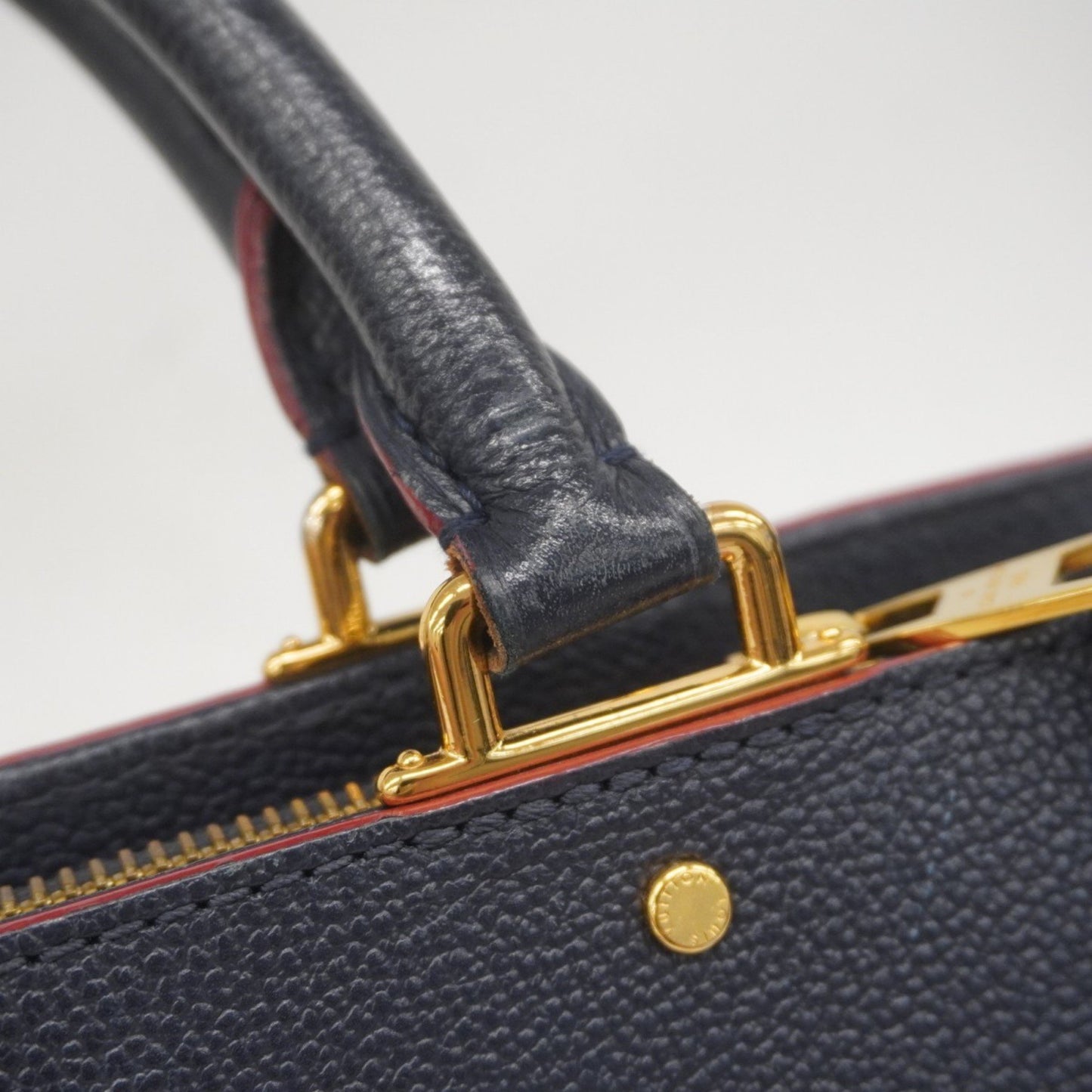 Louis Vuitton Three, Navy, Leather, handbag