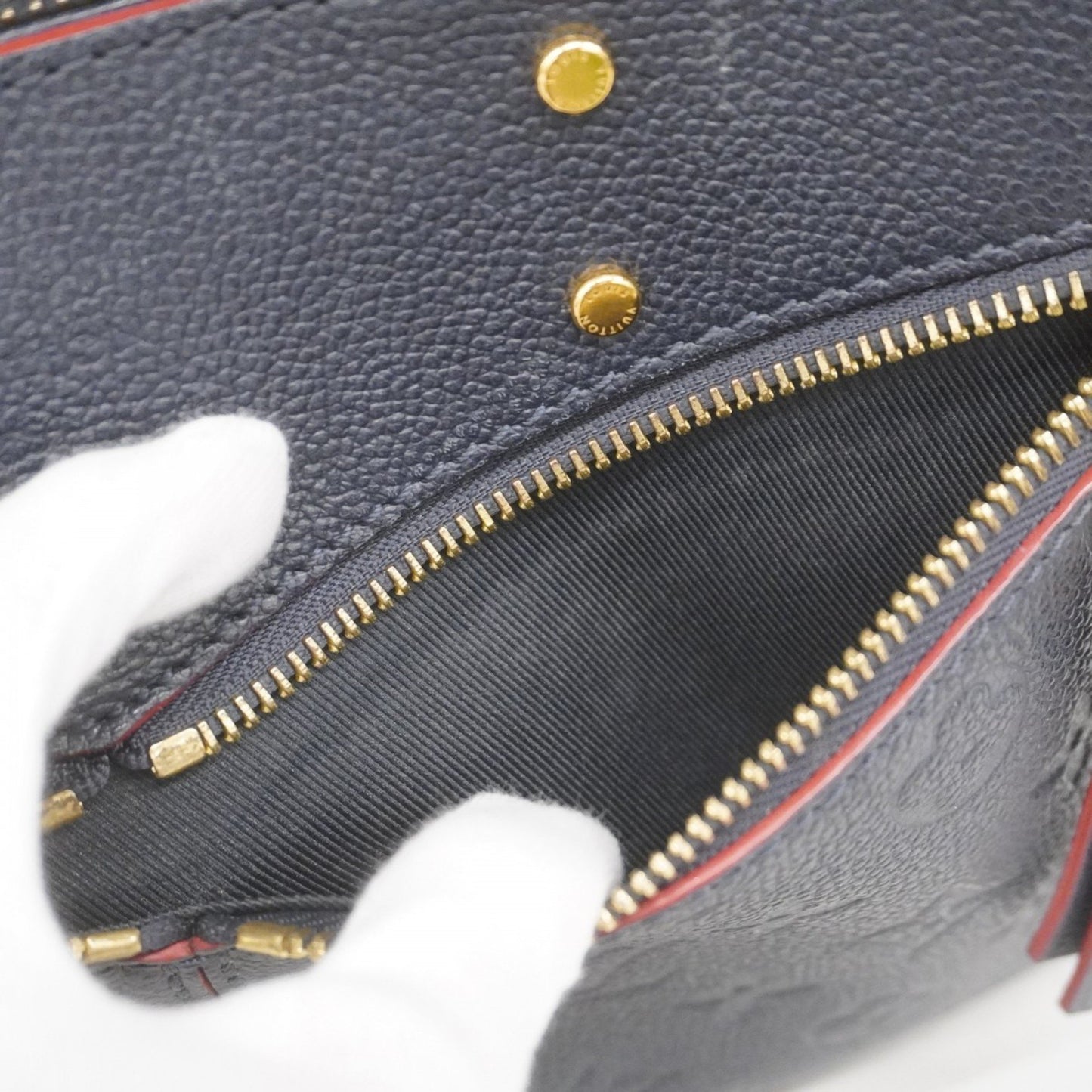 Louis Vuitton Three, Navy, Leather, handbag
