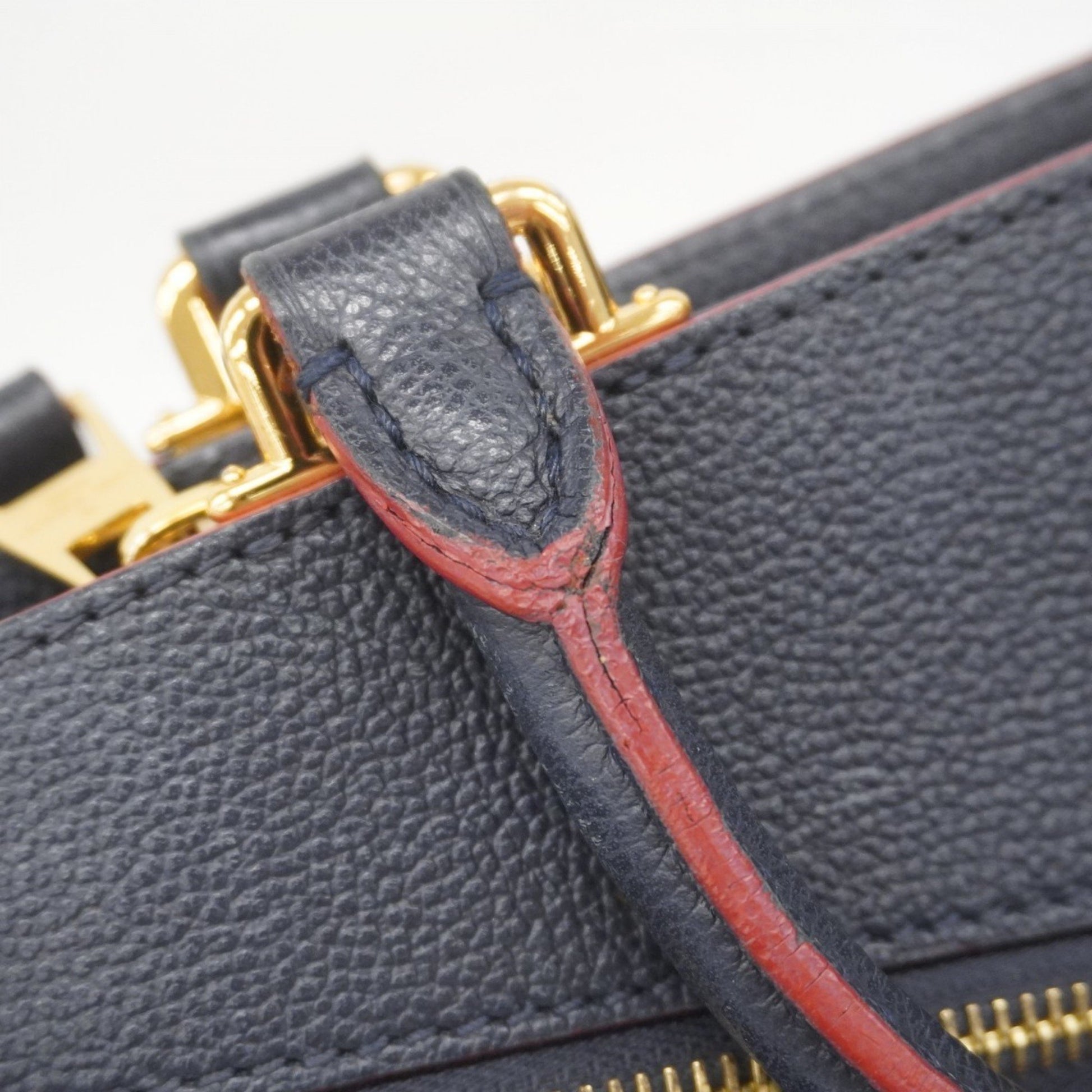 Louis Vuitton Three, Navy, Leather, handbag