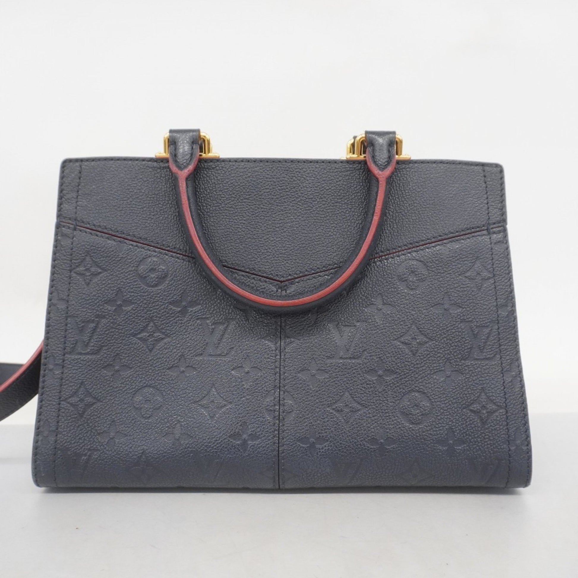 Louis Vuitton Three, Navy, Leather, handbag