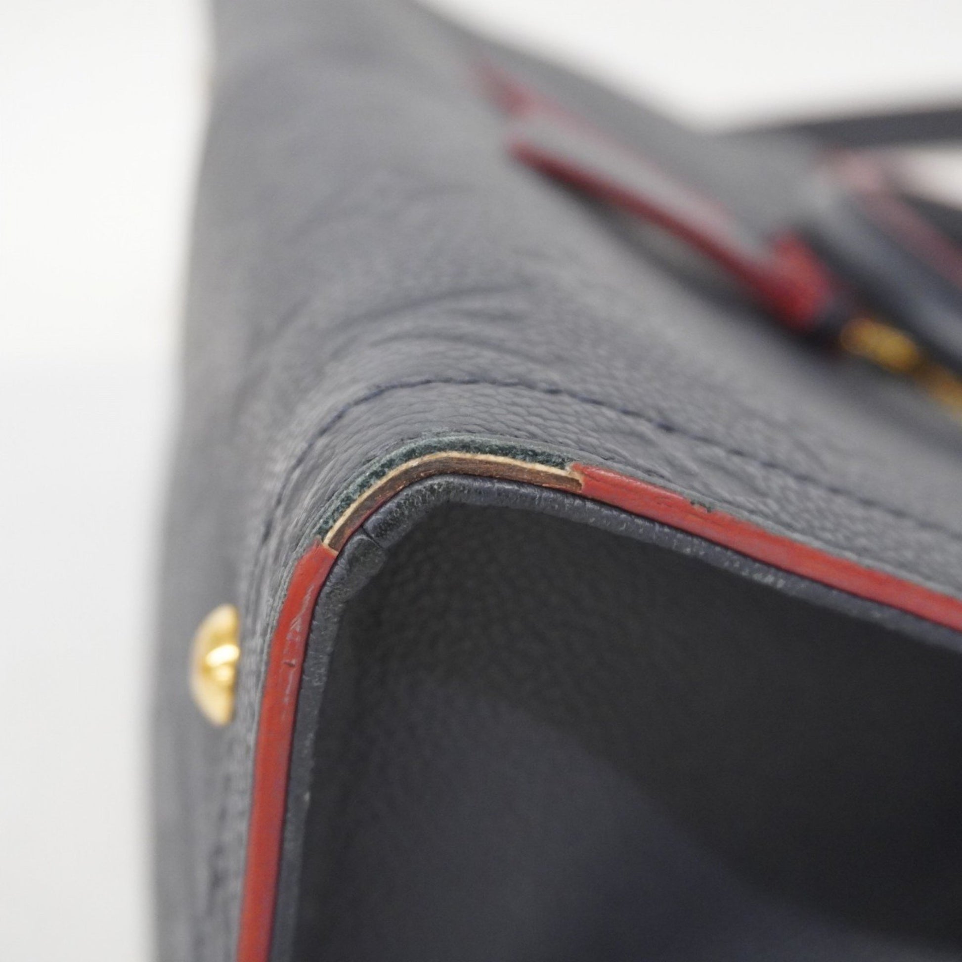 Louis Vuitton Three, Navy, Leather, handbag