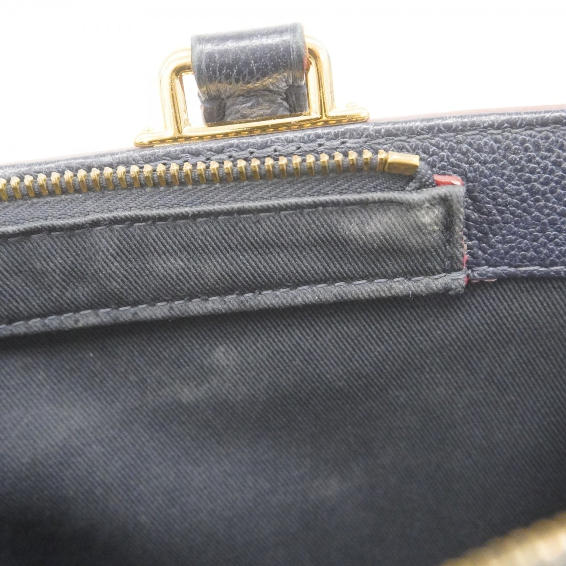 Louis Vuitton Three, Navy, Leather, handbag
