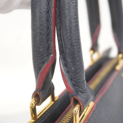 Louis Vuitton Three, Navy, Leather, handbag