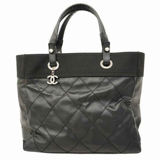 Chanel Biarritz, Black, "CANVAS, LEATHER", tote