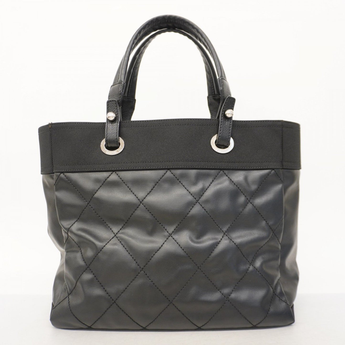 Chanel Biarritz, Black, "CANVAS, LEATHER", tote