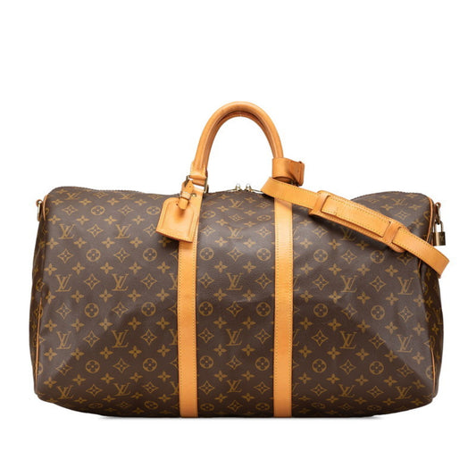 Louis Vuitton Keepall Bandouliere 55, Brown, Canvas, travel