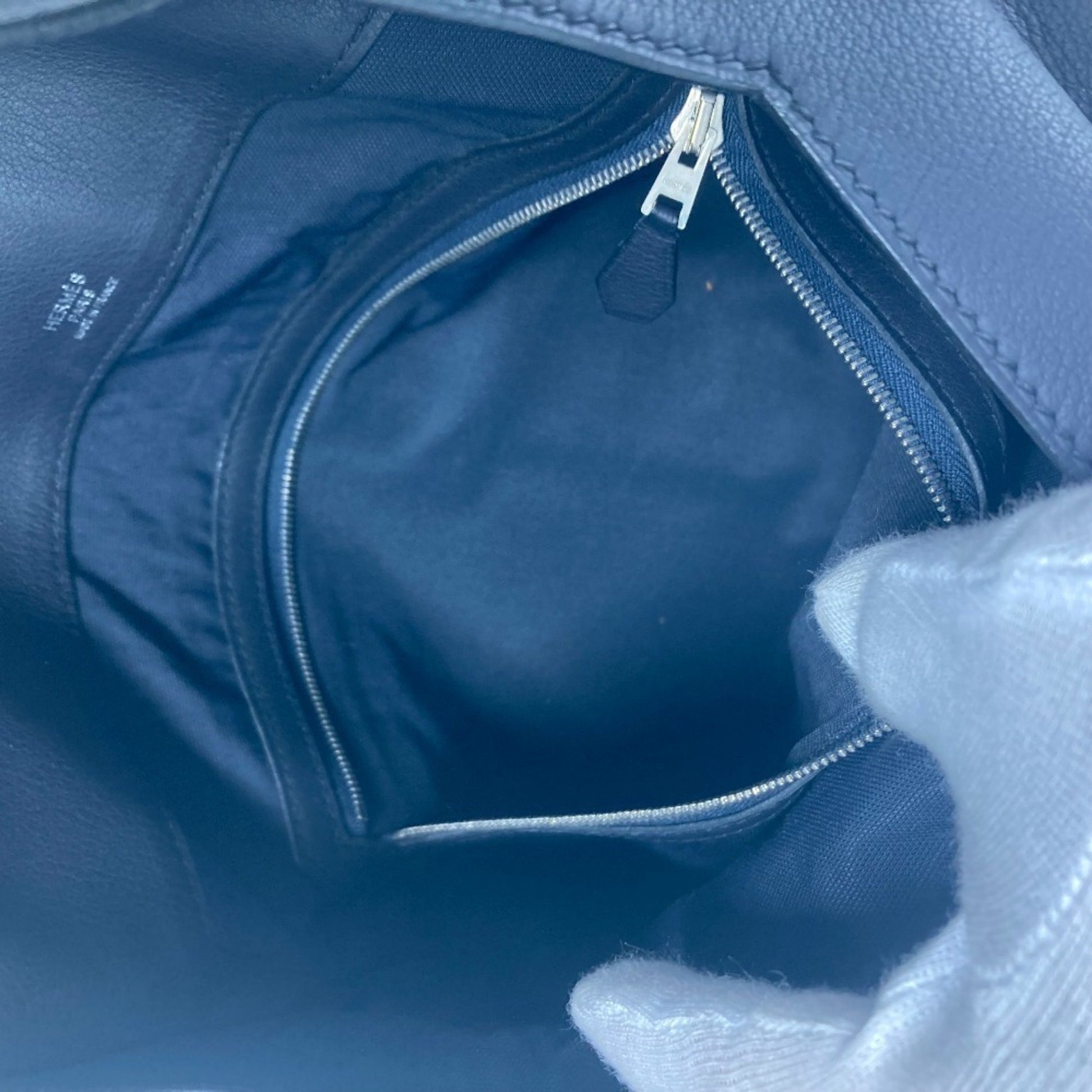 Hermès Cityslide, Navy, Leather, clutch