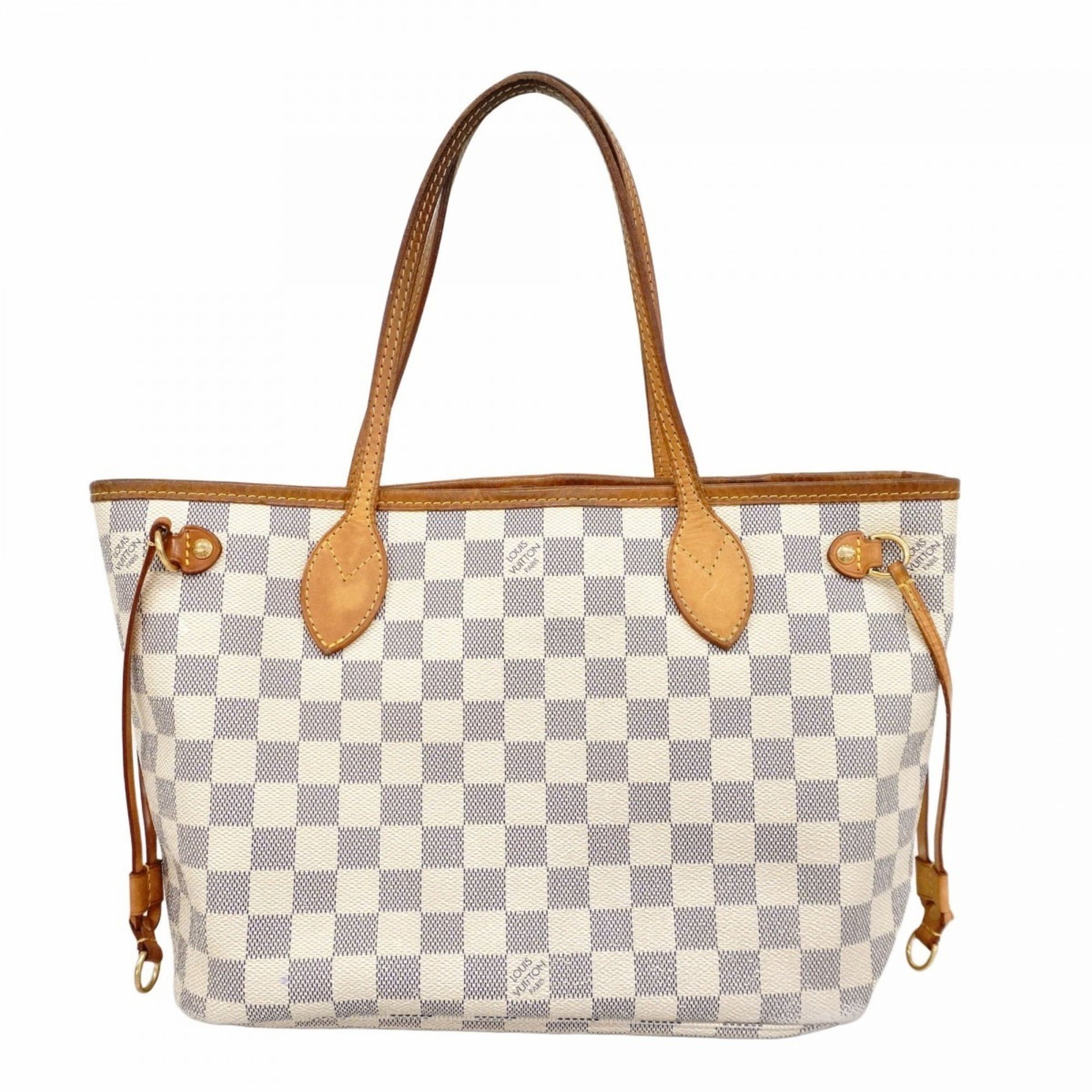 Louis Vuitton Neverfull PM, White, Canvas, tote