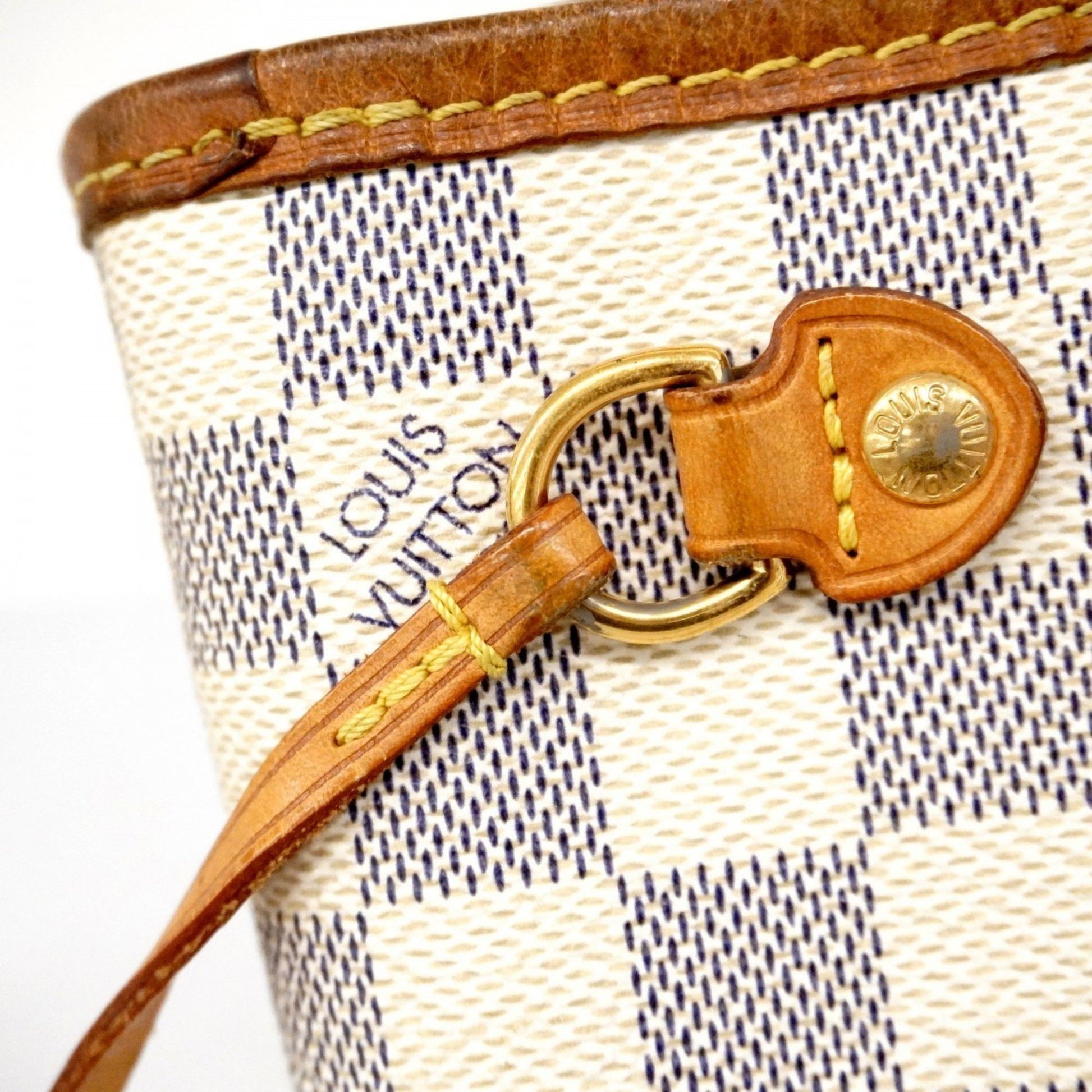 Louis Vuitton Neverfull PM, White, Canvas, tote