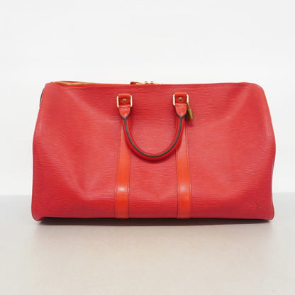 Louis Vuitton Keepall 45, Red, Leather, travel