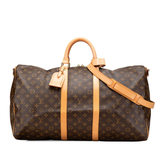 Louis Vuitton Keepall Bandoulière 55, Brown, Canvas, travel