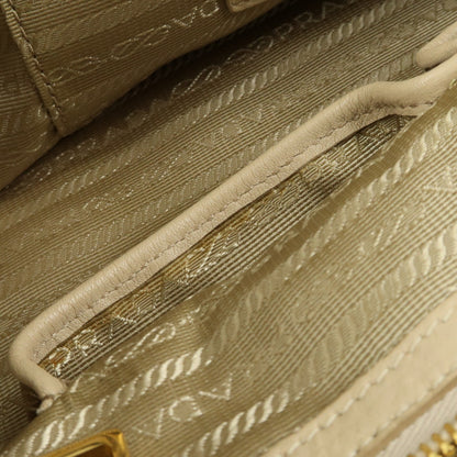 Prada Canapa Vitello Daino, Beige, Leather, Tote Bag