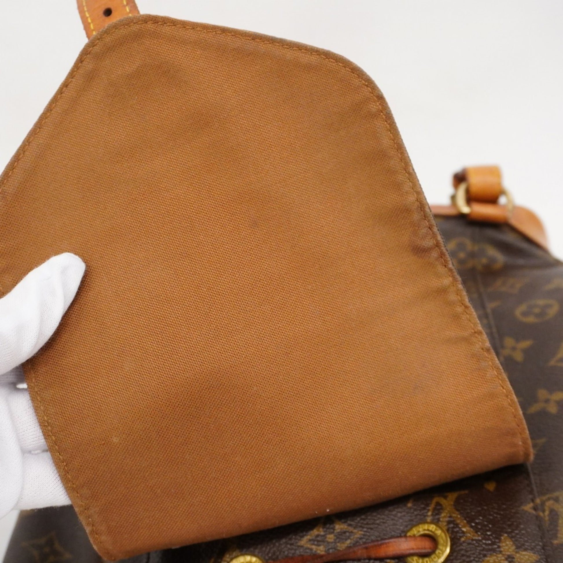 Louis Vuitton Montsouris MM, Brown, "CANVAS, LEATHER", backpack