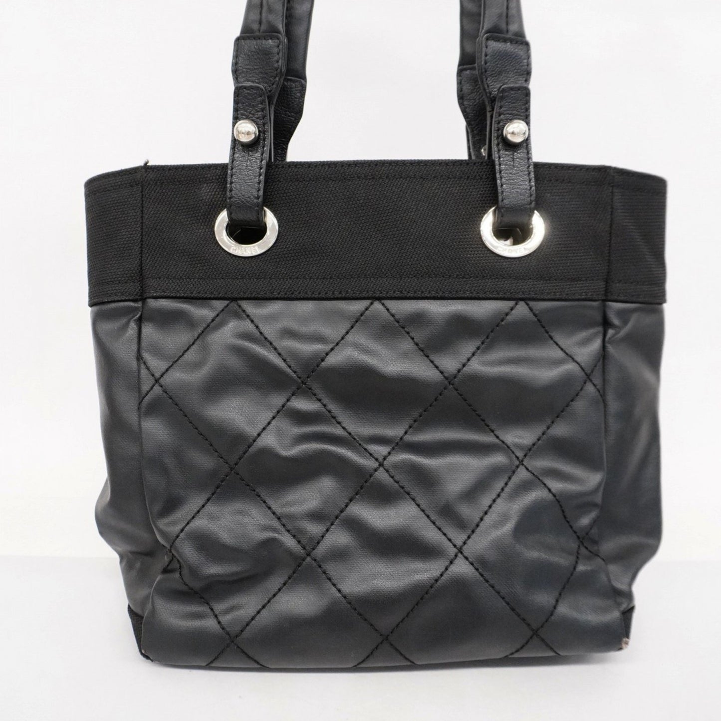 Chanel Paris Biarritz, Black, "CANVAS, LEATHER", handbag