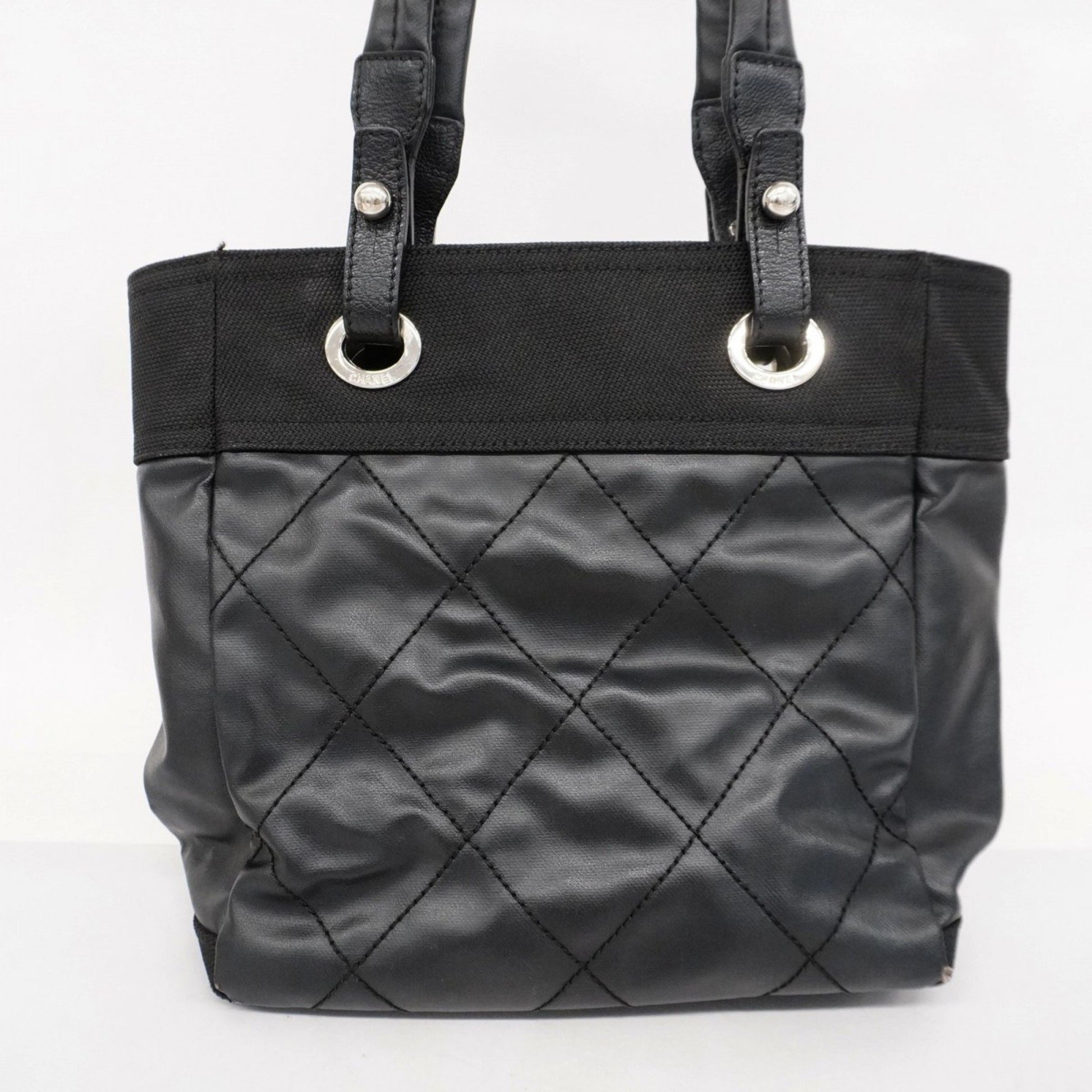 Chanel Paris Biarritz, Black, "CANVAS, LEATHER", handbag