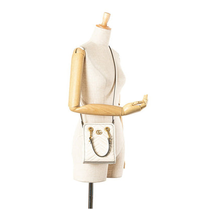 Gucci Marmont GM, White, Leather, handbag