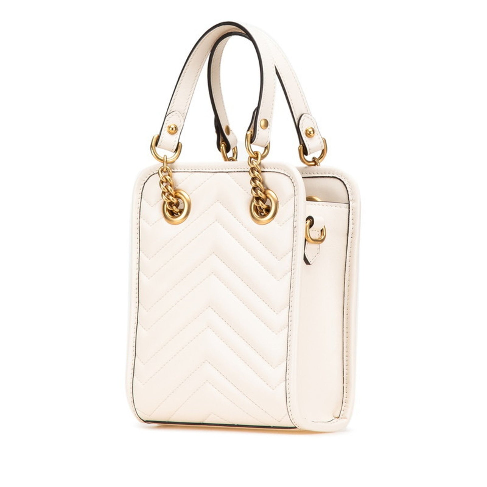 Gucci Marmont GM, White, Leather, handbag