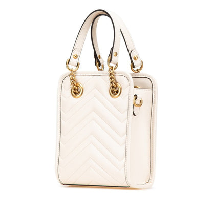 Gucci Marmont GM, White, Leather, handbag