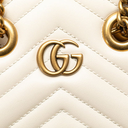 Gucci Marmont GM, White, Leather, handbag