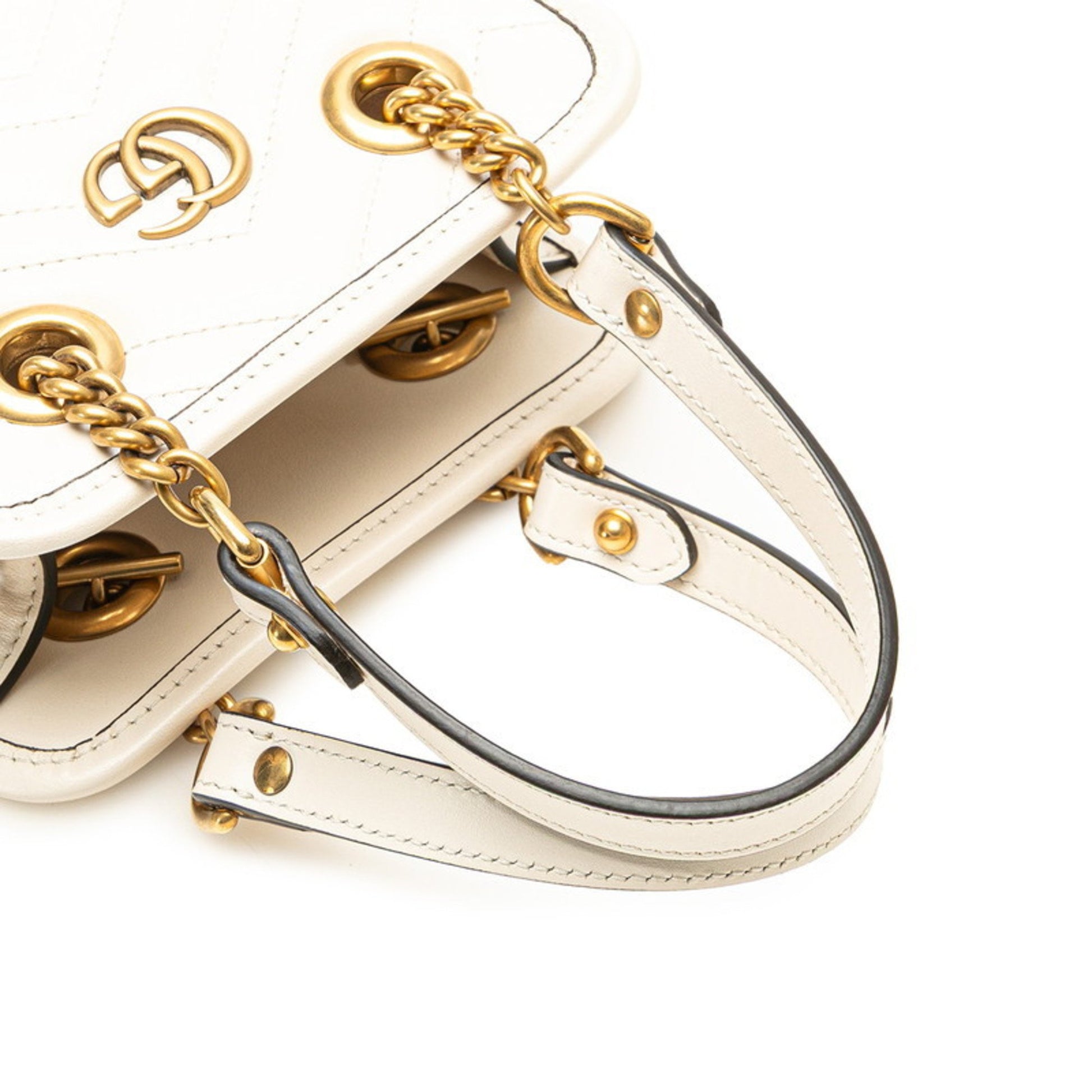 Gucci Marmont GM, White, Leather, handbag