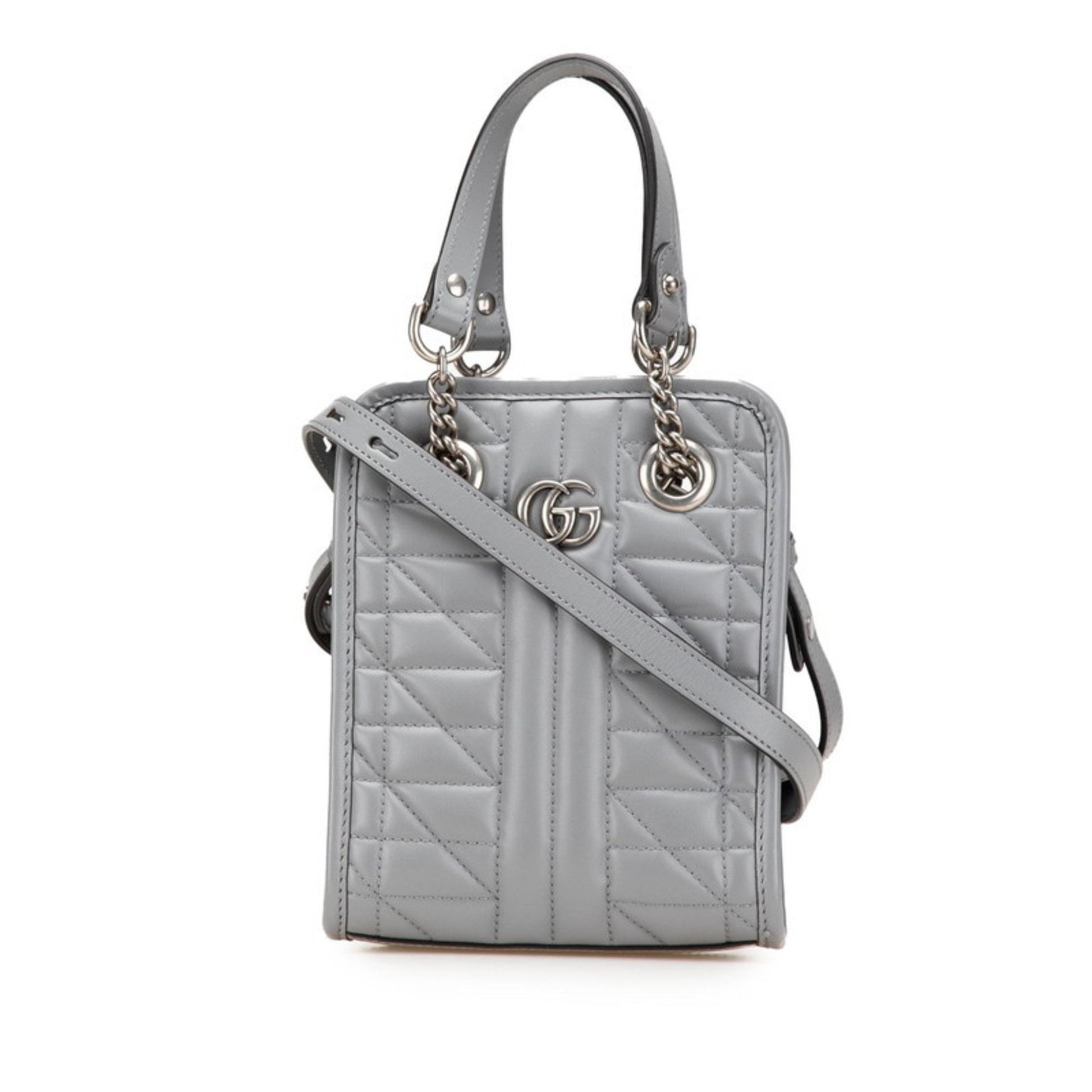 Gucci GG Marmont, Grey, Leather, handbag