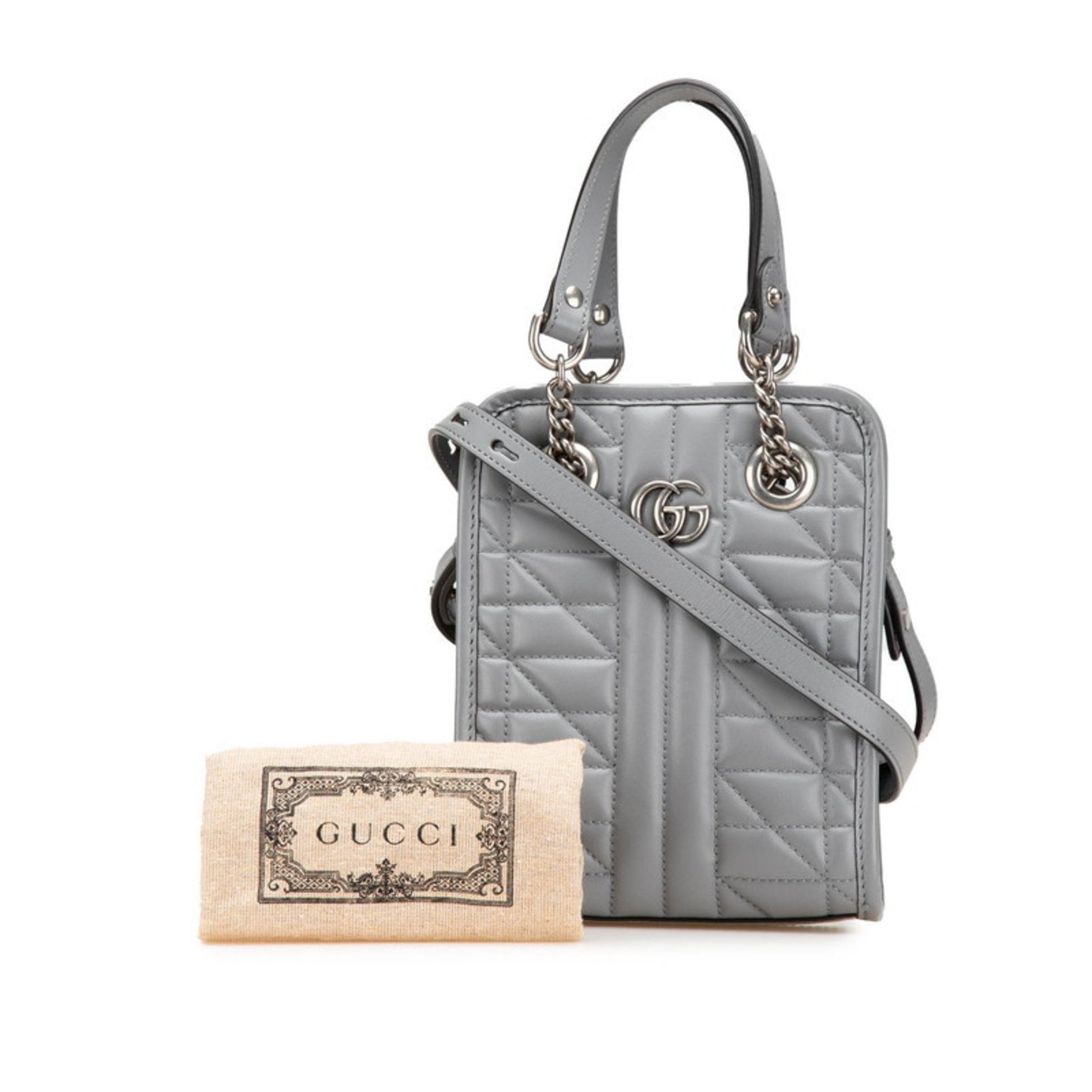 Gucci GG Marmont, Grey, Leather, handbag