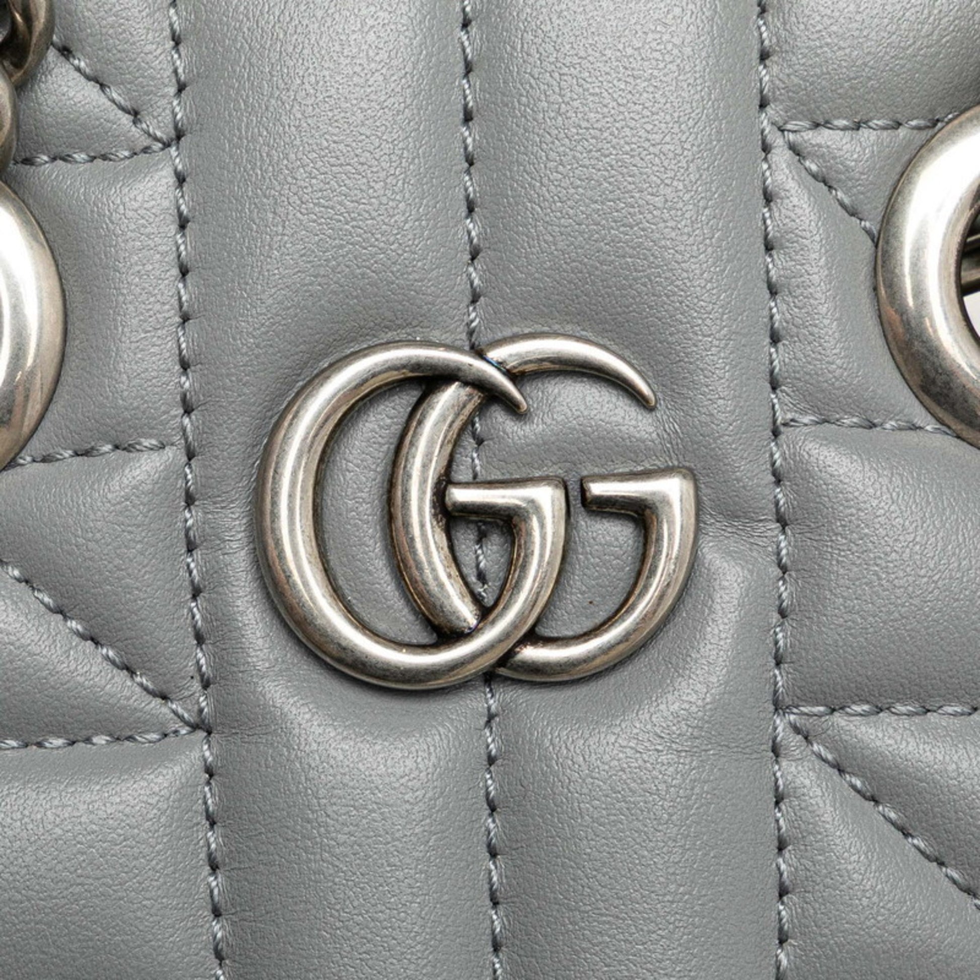 Gucci GG Marmont, Grey, Leather, handbag